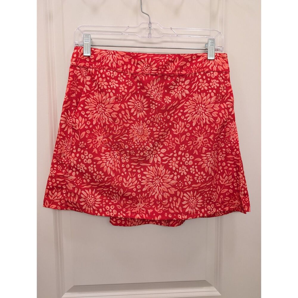 Rip Skirt Hawaii Skort Small Red Floral Print Activewear Athletic Mini Skirt